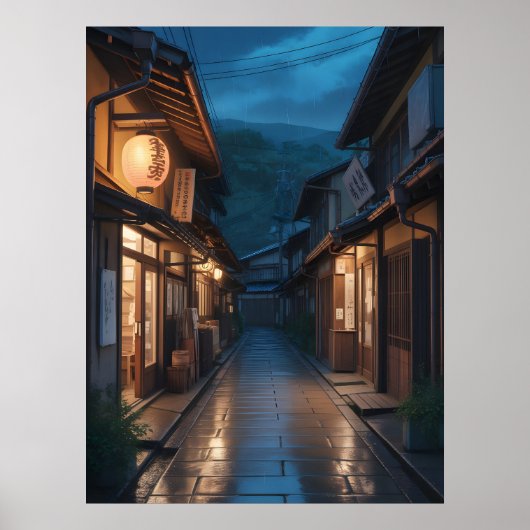 Poster Japanese Misty Rain Street Art (Devant)
