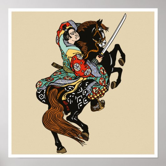 Poster Japanese samurai horseman (Devant)