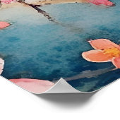 Poster Japanese-style arched bridge spans a tranquil rive (Coin)