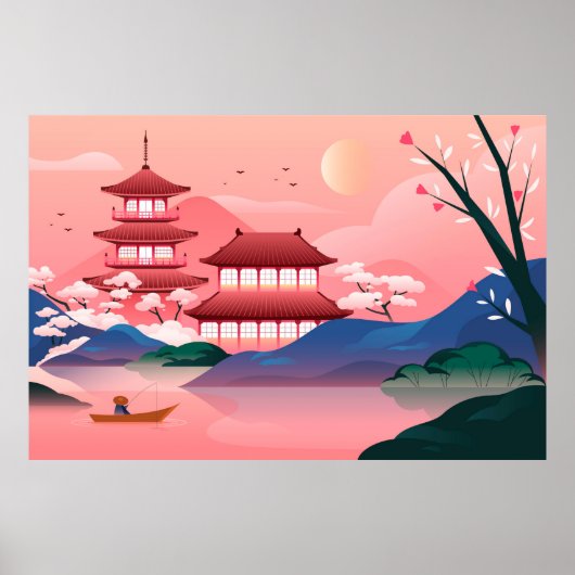 Poster Japanse tempel (Voorkant)