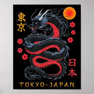 Poster Japon Dragon Tokyo Japon 80s Asiatique Mythique An