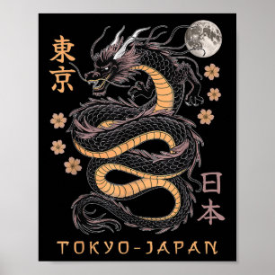 Poster Japon Dragon Tokyo Japon 80s Asiatique Mythique An
