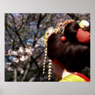 Poster Japon, Kyoto. Gros plan de geisha