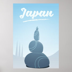 Poster Japon Stones debout empilés dans le paysage.