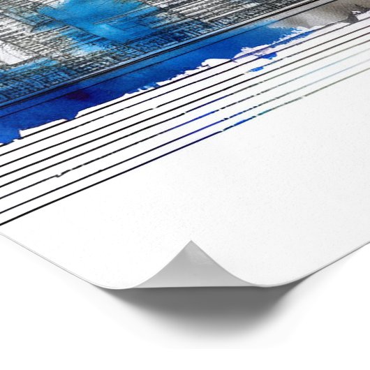 Poster Japon Tokyo Skyline - Aquarelle Tokyo Skyline (Coin)