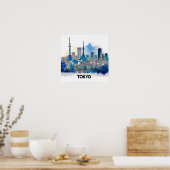 Poster Japon Tokyo Skyline - Aquarelle Tokyo Skyline (Cuisine)