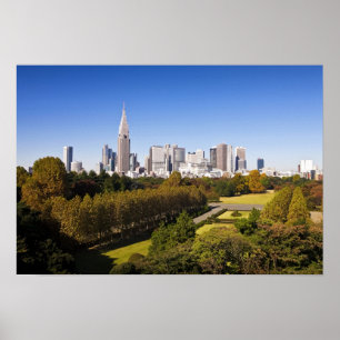 Poster Japon. Tokyo. Skyline du quartier de Shinjuku et