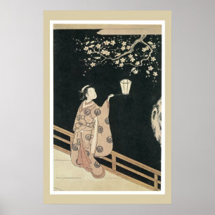 Poster Japon Vintage en fleurs de prunes de Harunobu