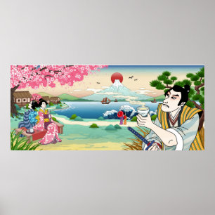 Poster japonais de style Ukiyo-e