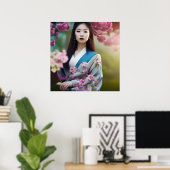 Poster Japonais Geisha AI Créé Photo Style réaliste (Bureau à domicile)
