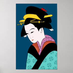 Poster Japonais Geisha kimono art mignon