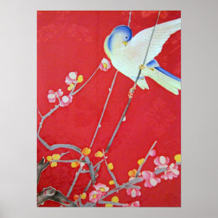 Poster Japonais KIMONO Textile, Bluebird