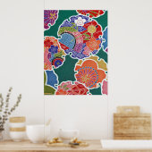 Poster Japonais KIMONO Textile, Floret Motif (Cuisine)