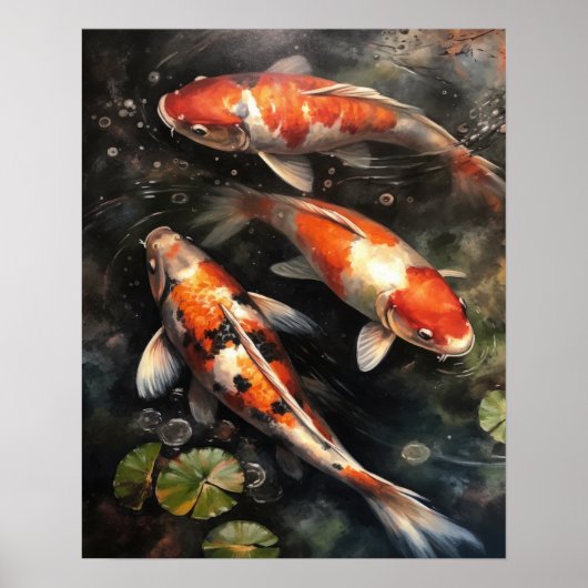 Poster japonais Koi Fish Pond Art (Devant)