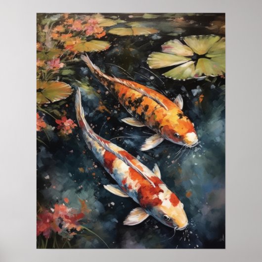 Poster japonais Koi Fish Pond Art (Devant)