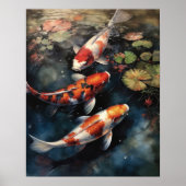Poster japonais Koi Fish Pond Art (Devant)