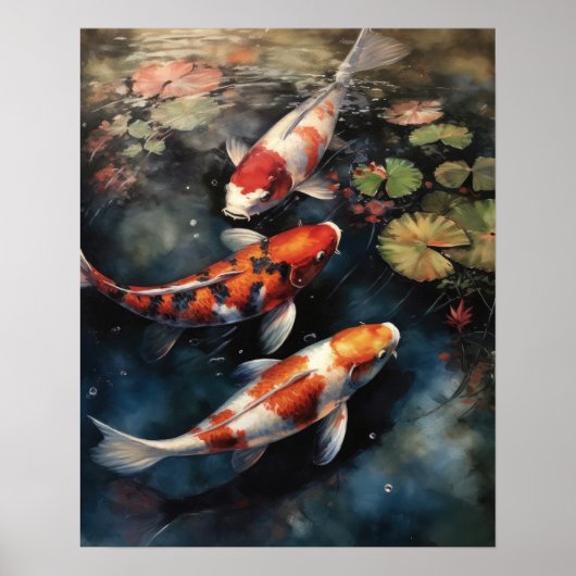 Poster japonais Koi Fish Pond Art (Devant)