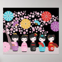 Japonais Kokeshi Dolls Noir