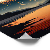 Poster Japonais Mountain et Sun Ukiyo (Coin)