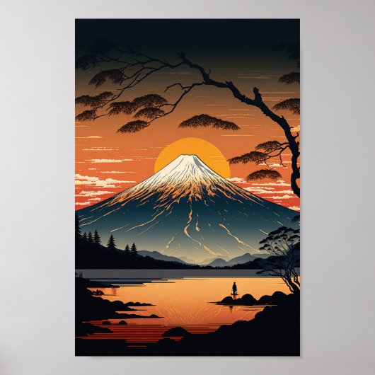 Poster Japonais Mountain et Sun Ukiyo (Devant)