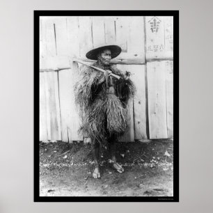Poster Japonais Paysan portant paille Raincoat 1885