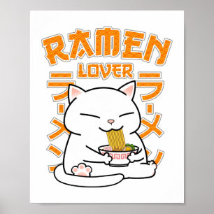 Poster Japonais Ramen Chat Ramen Lover