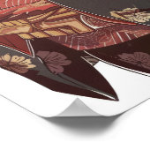 Poster japonais Rooster en Kimono avec baguettes P (Coin)