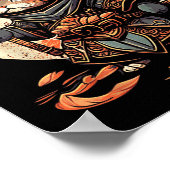 Poster Japonais Samurai Chat Tattoo Kawaii Ninja Chat (Coin)