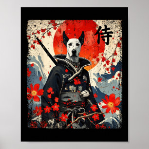 Poster Japonais Samurai Grand Dane Tattoo Kawaii Ukiyo-e