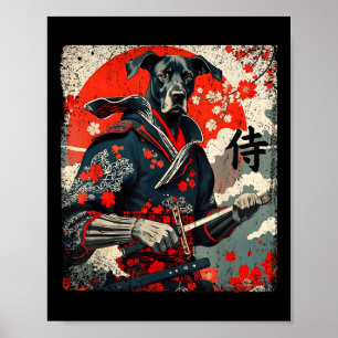 Poster Japonais Samurai Grand Dane Tattoo Kawaii Ukiyo-e