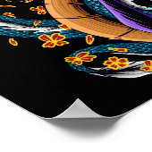 Poster Japonais Samurai Guerrier et Dragon (Coin)