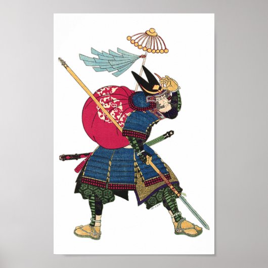 Poster Japonais Samurai Vintage guerrier (Devant)