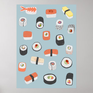 Poster Japonais Sushi Nigiri Maki