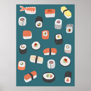 Poster Japonais Sushi Nigiri Maki