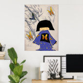 Poster Japonaise avec bulles papillon (Bureau à domicile)
