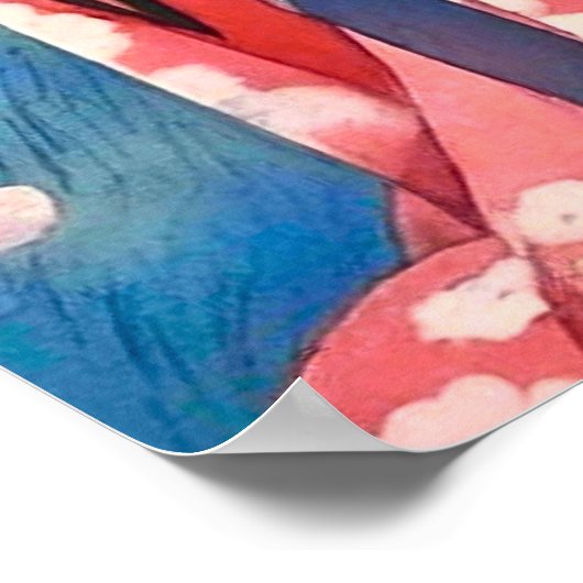 Poster Japonaise avec un chat blanc (Coin)