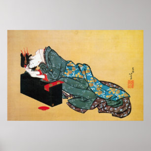 Poster Japonaise Geisha Woman, Hokusai, Ukiyo-e