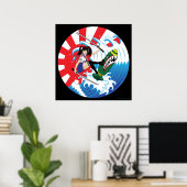 Poster Japonaise surfeuse (Bureau à domicile)