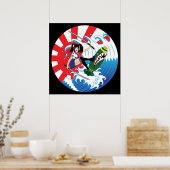 Poster Japonaise surfeuse (Cuisine)