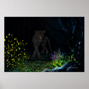 Poster Jaquar noir dans les bois Imprimer
