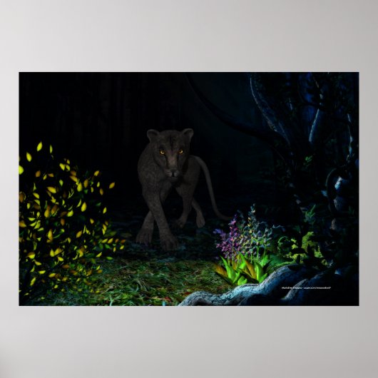 Poster Jaquar noir dans les bois Imprimer (Devant)