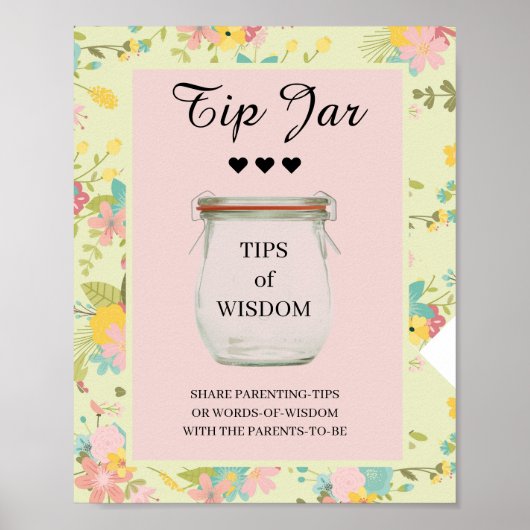 Poster Jar à pointe vert rose floral (Devant)