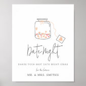 Poster Jar Avec Fête des mariées Coeur Date Nuit Jar Sign (Devant)