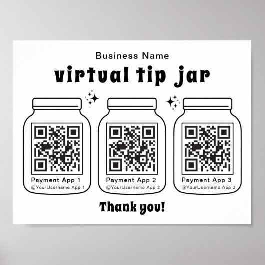 Poster Jar de conseil virtuel avec 3 code QR (Devant)