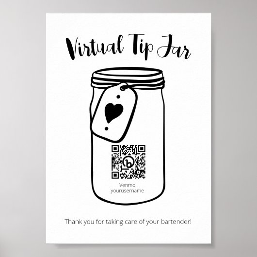 Poster Jar de conseil virtuel mariage avec code QR (Devant)