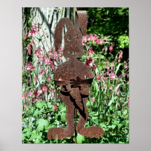 Poster Jardin à fleurs de lapin rouillé