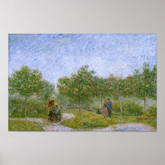 Poster Jardin à Montmartre avec Amoureux, Vincent van Gog (Devant)