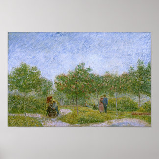 Poster Jardin à Montmartre avec Amoureux, Vincent van Gog