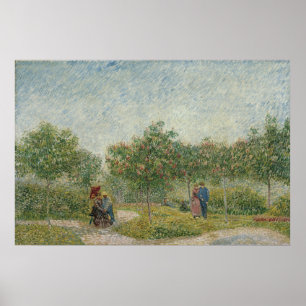 Poster Jardin à Montmartre avec les amoureux par Van Gogh