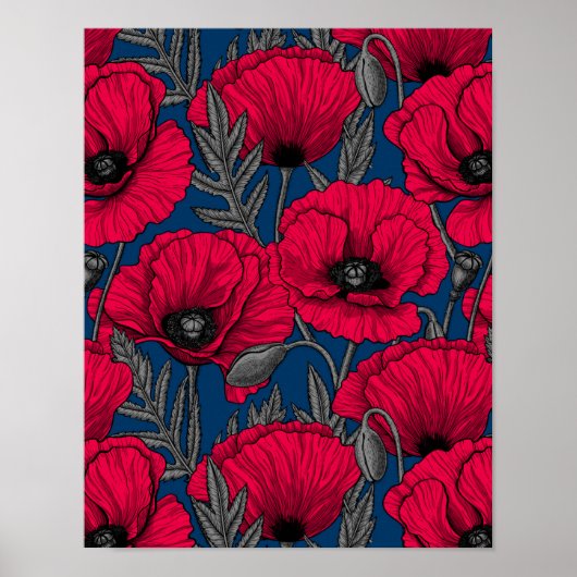 Poster Jardin à pavot nocturne (Devant)